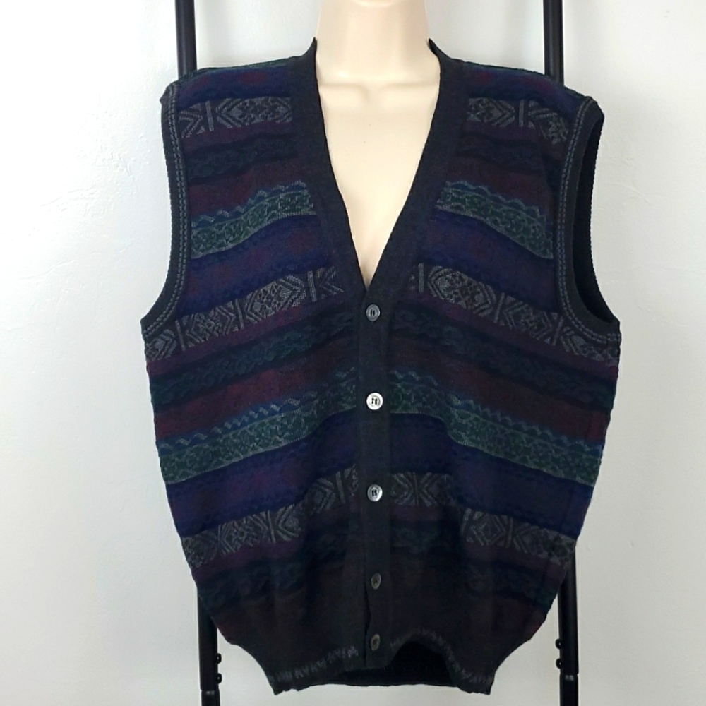 Harrods knit merino wool buttons down vest men size M